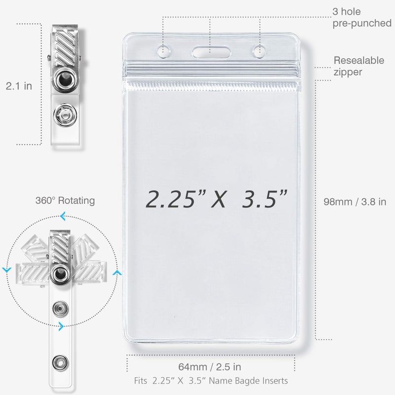 Kaptron ID Badge Holder with Metal Badge Clips â€“ Waterproof Sealable Clear Plastic Vertical ID Card Holder for Work ID, Key Card, Driverâ€™s License (Vertical 10 Pack) - Image 4